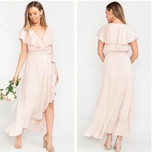 NWT SHOW ME YOUR MUMU Jess Dress
Ruffle Bridesmaid Midi Dusty Blush